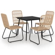 vidaXL 5 Piece Outdoor Dining Set Poly Rattan and Glass