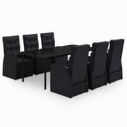 vidaXL 7 Piece Garden Dining Set with Cushions Black