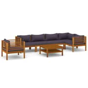 vidaXL 7 Piece Garden Lounge Set with Cushion Solid Acacia Wood