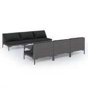 vidaXL 7 Piece Garden Lounge Set with Cushions Poly Rattan Dark Grey
