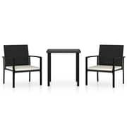 vidaXL 3 Piece Garden Dining Set Poly Rattan Black