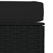 vidaXL Garden Footrest with Cushion Black 70x70x30 cm Poly Rattan