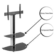 STARGOLD Glass TV Stand Floor Media Console TV Mount Bracket Screen Size 32-65inch Black