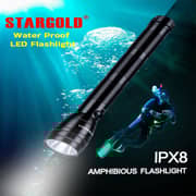 STARGOLD 2in1 Waterproof Rechargeable LED Flashlight Aircraft Aluminum Body 4000mah Li-Ion Battery Black