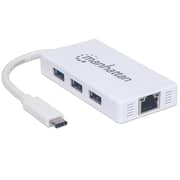 Manhattan Type-C To 3 Port USB 3.0 Hub With Network Adapter