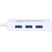 Manhattan Type-C To 3 Port USB 3.0 Hub With Network Adapter
