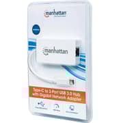 Manhattan Type-C To 3 Port USB 3.0 Hub With Network Adapter