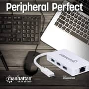 Manhattan Type-C To 3 Port USB 3.0 Hub With Network Adapter
