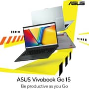 Asus Vivobook Go 15 (2023) Laptop - Intel Core i3-N305 / 15.6inch FHD / 256GB SSD / 8GB RAM / Shared Intel UHD Graphics / Windows 11 Home / English & Arabic Keyboard / Silver / Middle East Version - [E1504GA-NJ233W]