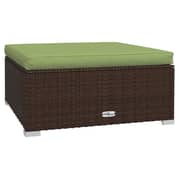 vidaXL Garden Footrest with Cushion Brown 70x70x30 cm Poly Rattan
