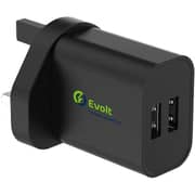 Evolt Dual Port Charger with USB-C Cable 1m Black