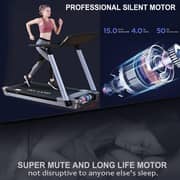 Foldable Treadmill, 4HP Peak Motor, 28-Level Auto Incline, Max Speed 14.8 KM/H, Bluetooth, Shock Absorption, ZWIFT App, LED Display, 120KG Capacity Running Machine for Home Gym EM-1291