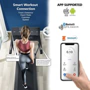 Foldable Treadmill, 4HP Peak Motor, 28-Level Auto Incline, Max Speed 14.8 KM/H, Bluetooth, Shock Absorption, ZWIFT App, LED Display, 120KG Capacity Running Machine for Home Gym EM-1291