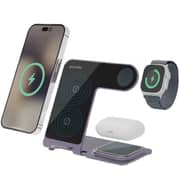 Porodo 3-in-1 Dual Coil Wirless Charging Dock Purple