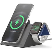elago Charging Stand 2-in-1 station for iPhone 14/13 12 series & Apple Watch series - Dark Grey/Jean Indigo