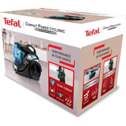 TEFAL Compact Power Vacuum Cleaner, Bagless, 750W=2000W, 1,5L Capacity, Black/Turquoise - TW3751EG