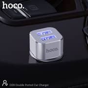 Hoco Double Ported Car Charger Metal White