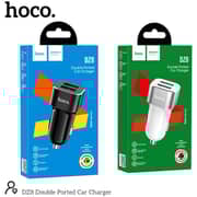 Hoco Double Ported Car Charger Metal White