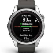 Garmin Fenix 7S Pro Solar Edition Silver Stainless Steel with Graphite Band Smartwatch 42mm 010-02776-01