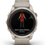 Garmin Fenix 7S Pro Sapphire Solar Edition Soft Gold Stainless Steel with Limestone Leather band Smartwatch 42mm- (includes Tundra silicone watch band) 010-02776-30