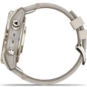 Garmin Fenix 7S Pro Sapphire Solar Edition Soft Gold Stainless Steel with Limestone Leather band Smartwatch 42mm- (includes Tundra silicone watch band) 010-02776-30