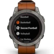 Garmin Fenix 7 Pro Sapphire Solar Edition Titanium with Chestnut Leather Band Smartwatch 47mm- (includes black silicone watch band) 010-02777-30