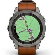 Garmin Fenix 7 Pro Sapphire Solar Edition Titanium with Chestnut Leather Band Smartwatch 47mm- (includes black silicone watch band) 010-02777-30