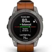 Garmin Fenix 7 Pro Sapphire Solar Edition Titanium with Chestnut Leather Band Smartwatch 47mm- (includes black silicone watch band) 010-02777-30