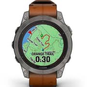 Garmin Fenix 7 Pro Sapphire Solar Edition Titanium with Chestnut Leather Band Smartwatch 47mm- (includes black silicone watch band) 010-02777-30