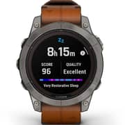 Garmin Fenix 7 Pro Sapphire Solar Edition Titanium with Chestnut Leather Band Smartwatch 47mm- (includes black silicone watch band) 010-02777-30