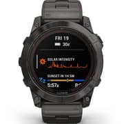 Garmin Fenix 7X Pro Sapphire Solar Edition Carbon Gray DLC Titanium with Carbon Gray Titanium Band Smartwatch 51mm - (includes black silicone watch band) 010-02778-30