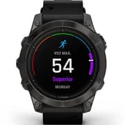 Garmin Epix Pro Gen 2 Sapphire Edition Carbon Grey DLC Titanium With Black Leather Band Smartwatch 47mm 010-02803-30