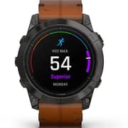 Garmin Epix Pro Gen 2  Sapphire Edition Carbon Grey DLC Titanium With Chestnut Leather Band Smartwatch 51mm 010-02804-30