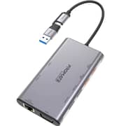 Promate 9-in-1 USB-C Hub 4K Multi-Display Hub with Dual HDMI