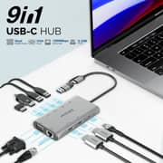 Promate 9-in-1 USB-C Hub 4K Multi-Display Hub with Dual HDMI