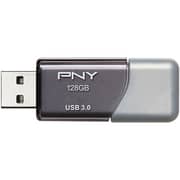 محرك أقراص فلاش درايف PNY Turbo Attache 3 بمنفذ USB3.0 سعة 128 جيجابايت وبلون فضي موديل P-FD128TBOP-GE