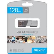 محرك أقراص فلاش درايف PNY Turbo Attache 3 بمنفذ USB3.0 سعة 128 جيجابايت وبلون فضي موديل P-FD128TBOP-GE