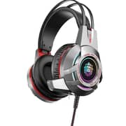 سماعة رأس سلكية للألعاب فوق الأذن وبلون رمادي بطول 2.4 متر من ريكي