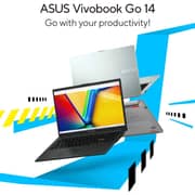 Asus Vivobook Go 14 (2023) Laptop - Intel Core i3-N305 / 14inch FHD / 256GB SSD / 8GB RAM / Shared Intel UHD Graphics / Windows 11 Home / English & Arabic Keyboard / Cool Silver / Middle East Version - [E1404GA-NK039W]