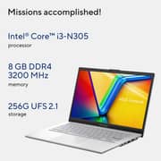 Asus Vivobook Go 14 (2023) Laptop - Intel Core i3-N305 / 14inch FHD / 256GB SSD / 8GB RAM / Shared Intel UHD Graphics / Windows 11 Home / English & Arabic Keyboard / Cool Silver / Middle East Version - [E1404GA-NK039W]