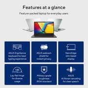 Asus Vivobook Go 14 (2023) Laptop - Intel Core i3-N305 / 14inch FHD / 256GB SSD / 8GB RAM / Shared Intel UHD Graphics / Windows 11 Home / English & Arabic Keyboard / Cool Silver / Middle East Version - [E1404GA-NK039W]