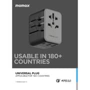 Momax 1-World 20W 3 Ports AC Travel Adapter Black
