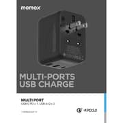Momax 1-World 20W 3 Ports AC Travel Adapter Black