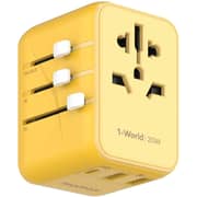 Momax 1-World 20W 3 Ports AC Travel Adapter USB-C/USB-A Yellow