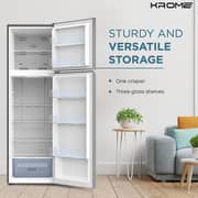 KROME 370L Top Mount Double Door Refrigerator Silver - KR-REF370T