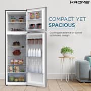 KROME 370L Top Mount Double Door Refrigerator Silver - KR-REF370T