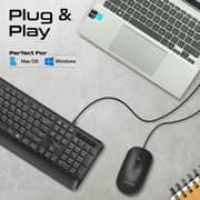 Promate Ergonomic Wired Keyboard And Mouse Combo Black