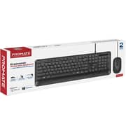 Promate Ergonomic Wired Keyboard And Mouse Combo Black