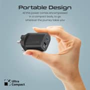 Promate Power Delivery Dual Port Adapter 25 Watts With Ultra-Fast USB-C To Lightning Cable Black