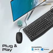 Promate Wired Keyboard And Mouse Combo Black